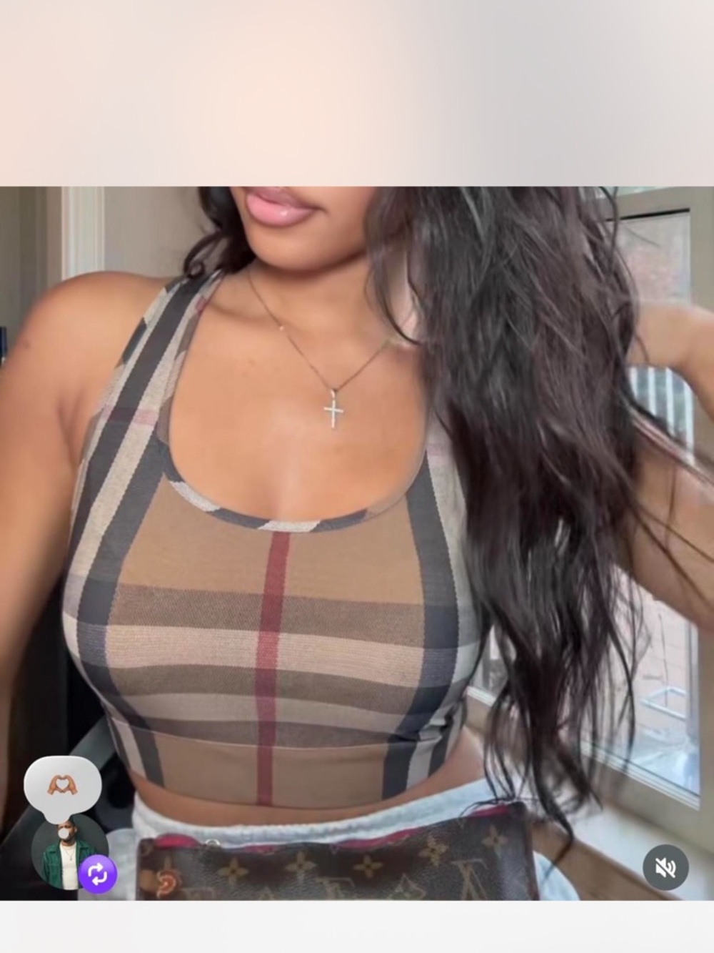 Burberry Brown Plaid Crop Tank Top